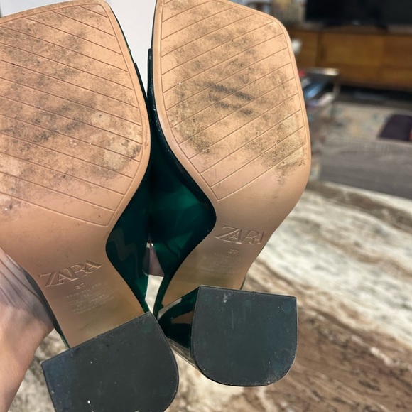 Zara Deep Green Open-Toe Heels, size 37. Have wear but overall GUC - Picture 3 of 8